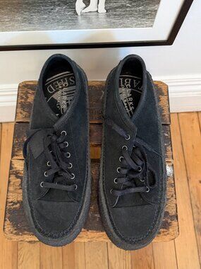 Clarks Originals Caravan Black Suede Sneakers Chunky Crepe Sole Low Top Size 12